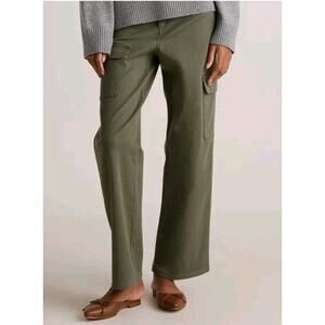 Quince Organic Stretch Cotton Twill Cargo Pants Loden Green Sz 8 Sustainable